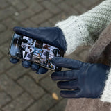 Ivy (blue) – sheepskin leather gloves with wool/cashmere lining & touchscreen feature - Schwartz & von Halen - US - 6