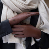 Ivy (brown) - sheepskin leather gloves with wool/cashmere lining & touchscreen feature - Schwartz & von Halen - US - 6