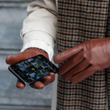 Ivy (cognac) - sheepskin leather gloves with wool/cashmere lining & touchscreen feature - Schwartz & von Halen - US - 5