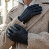 Hunter (black) – goatskin leather gloves with lambswool lining & touchscreen feature - Schwartz & von Halen - US - 14