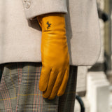 Ivy (yellow) - sheepskin leather gloves with wool/cashmere lining & touchscreen feature - Schwartz & von Halen - US - 7