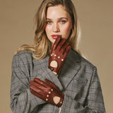 Alexis (cognac) – Classic women's lambskin driving gloves with touchscreen feature