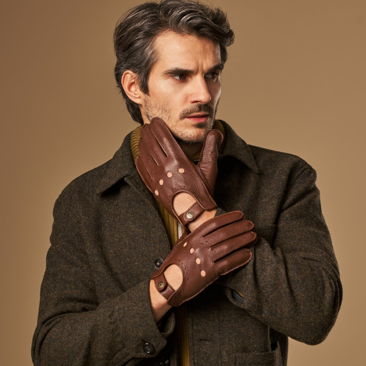Austin (brown) – luxurious driving gloves made of American deerskin leather - Schwartz & von Halen - EU - 3