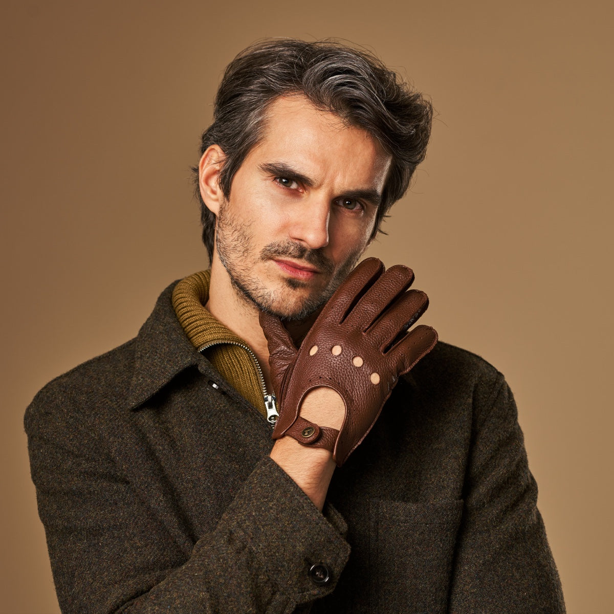 Austin (brown) – luxurious driving gloves made of American deerskin leather - Schwartz & von Halen - EU - 5