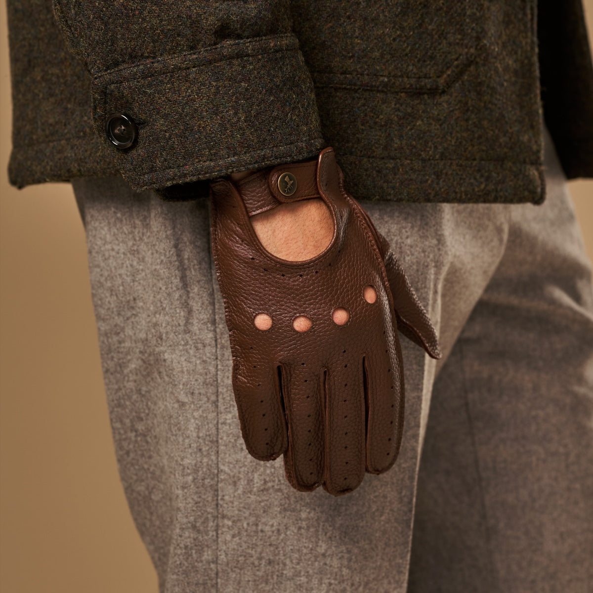 Austin (brown) – luxurious driving gloves made of American deerskin leather - Schwartz & von Halen - EU - 6