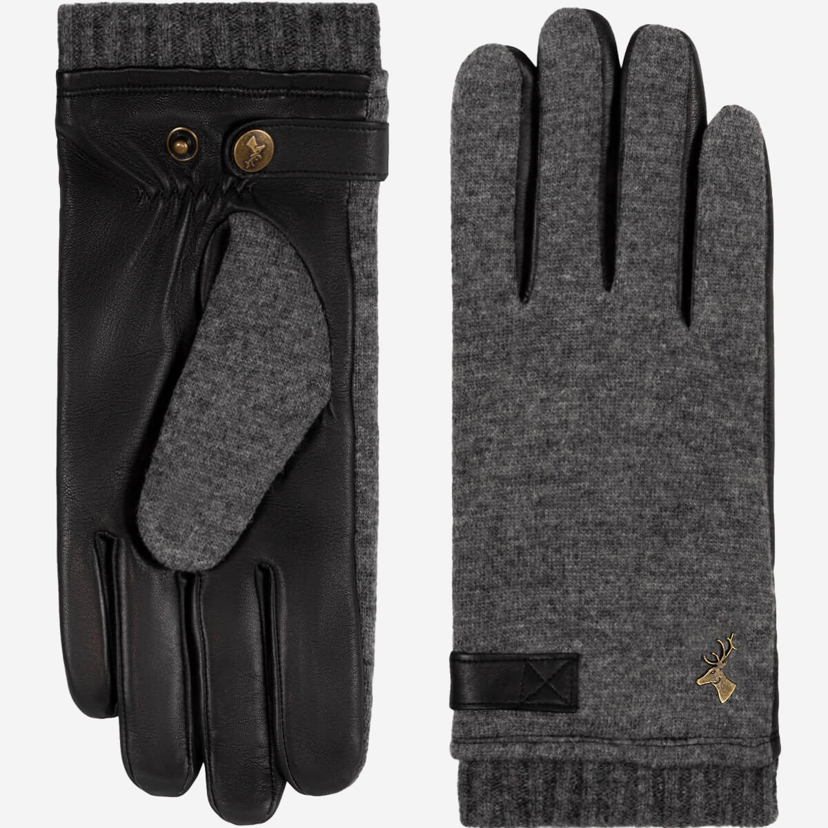 Graue Lederhandschuhe Wolle – Herren – warmes Futter