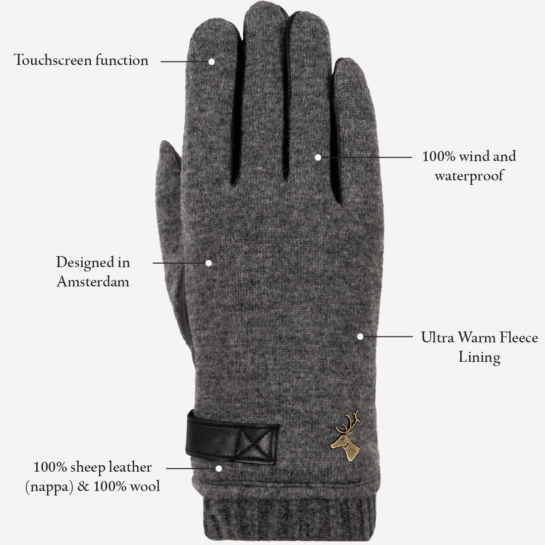 Brody – sheepskin leather gloves with warm fleece lining & touchscreen feature - Schwartz & von Halen - US - 11