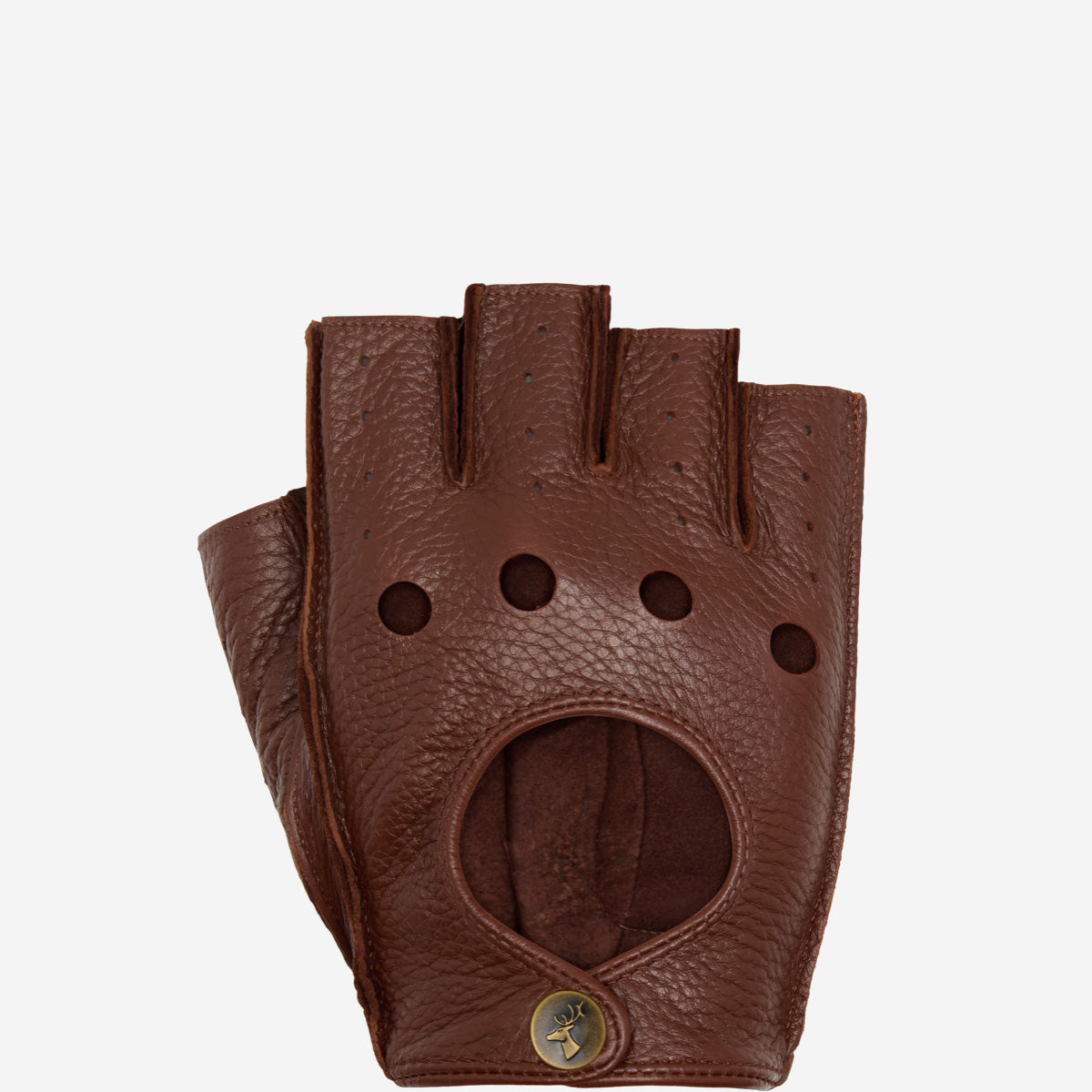 Zane (brown) – luxurious fingerless driving gloves made of American deerskin leather - Schwartz & von Halen - EU - 1