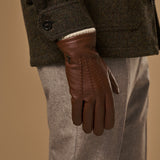 Columbus (brown) – luxurious deerskin (American deerskin) leather gloves with warm wool lining - Schwartz & von Halen - US - 6