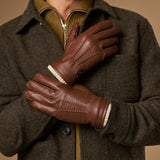 Columbus (brown) – luxurious deerskin (American deerskin) leather gloves with warm wool lining - Schwartz & von Halen - US - 7