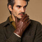 Columbus (brown) – luxurious deerskin (American deerskin) leather gloves with warm wool lining - Schwartz & von Halen - US - 8
