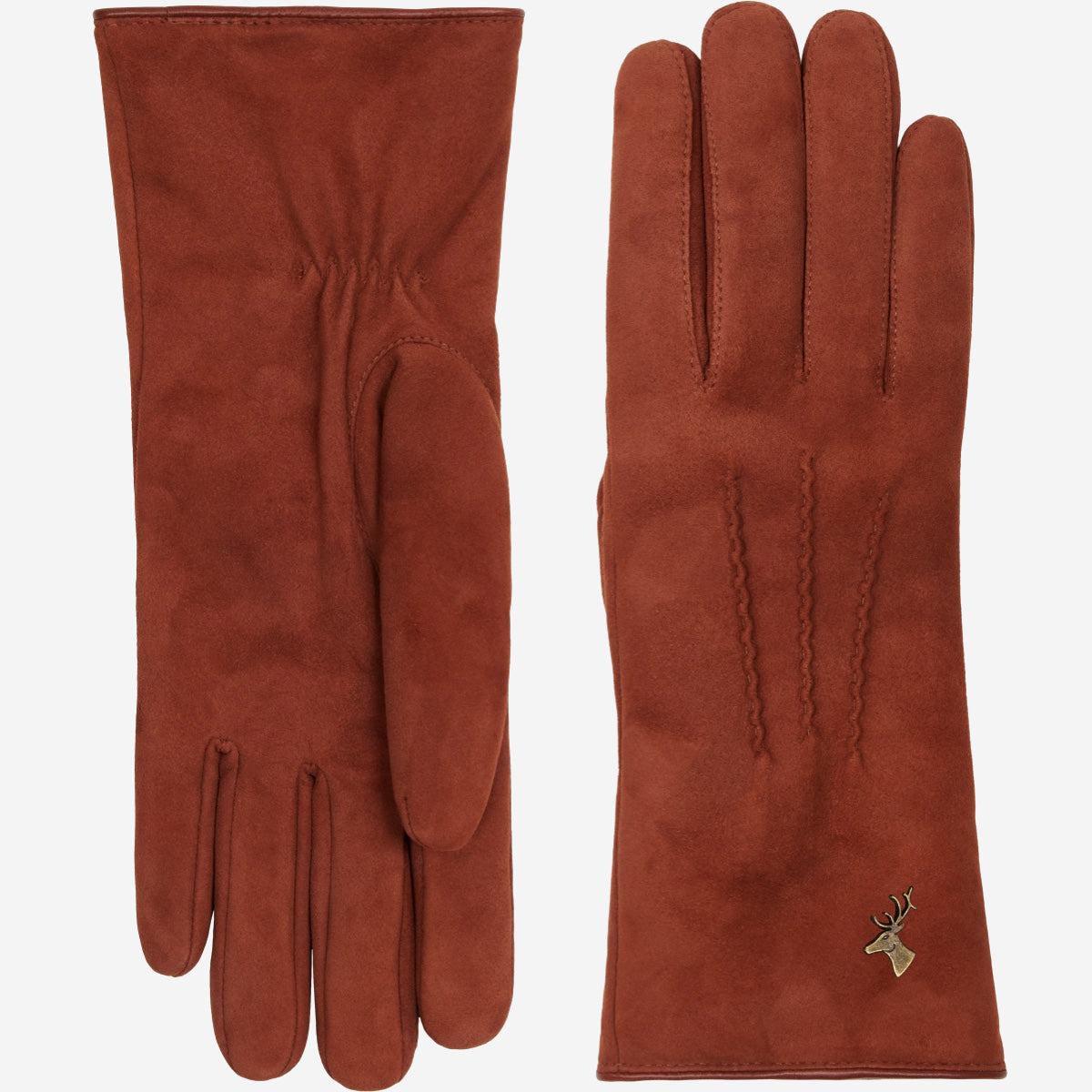 Elizabeth (brown) - suede leather gloves with warm faux fur lining - Schwartz & von Halen - US - 2
