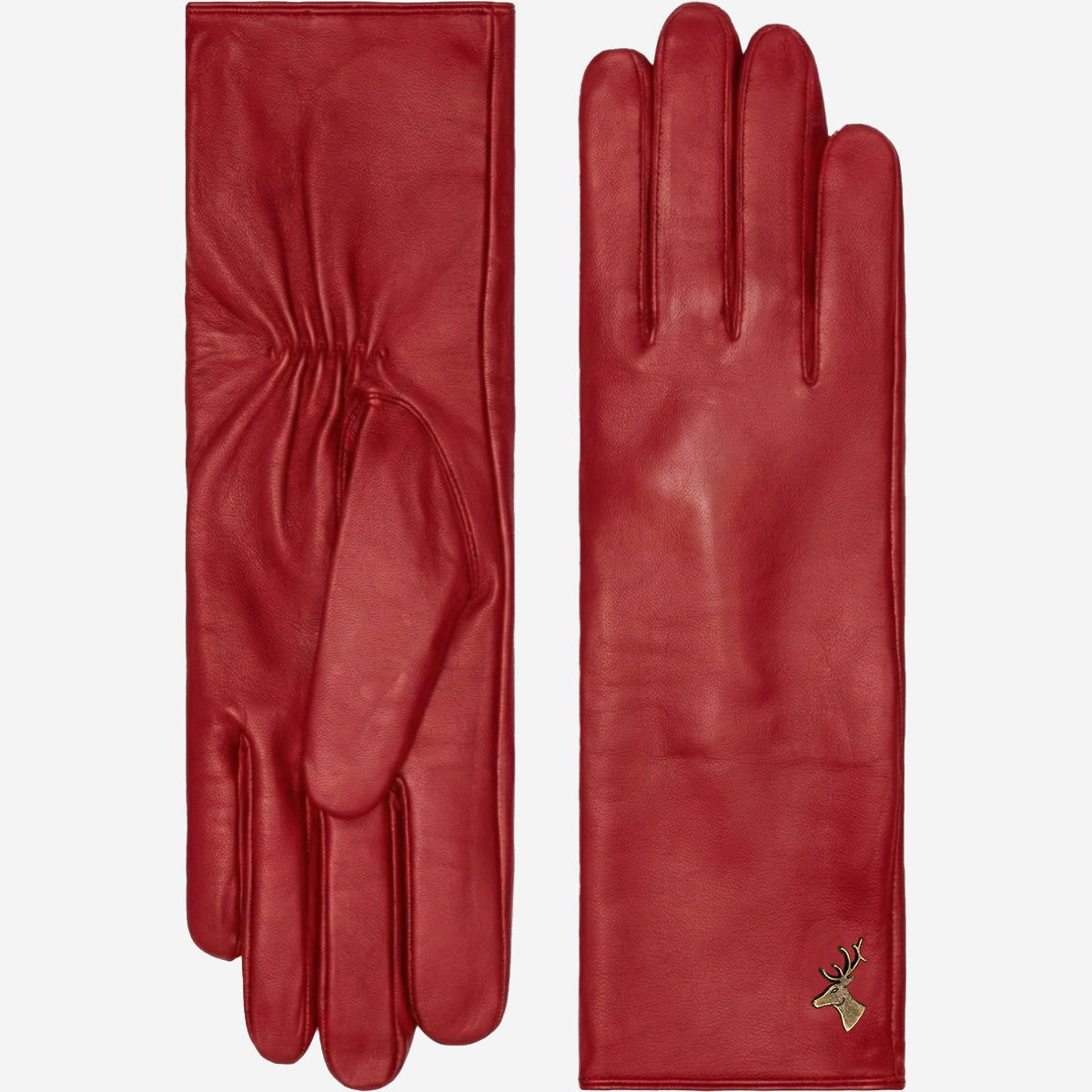 Lange Lederhandschuhe – Rot – Damen – Kaschmir – Touchscreen