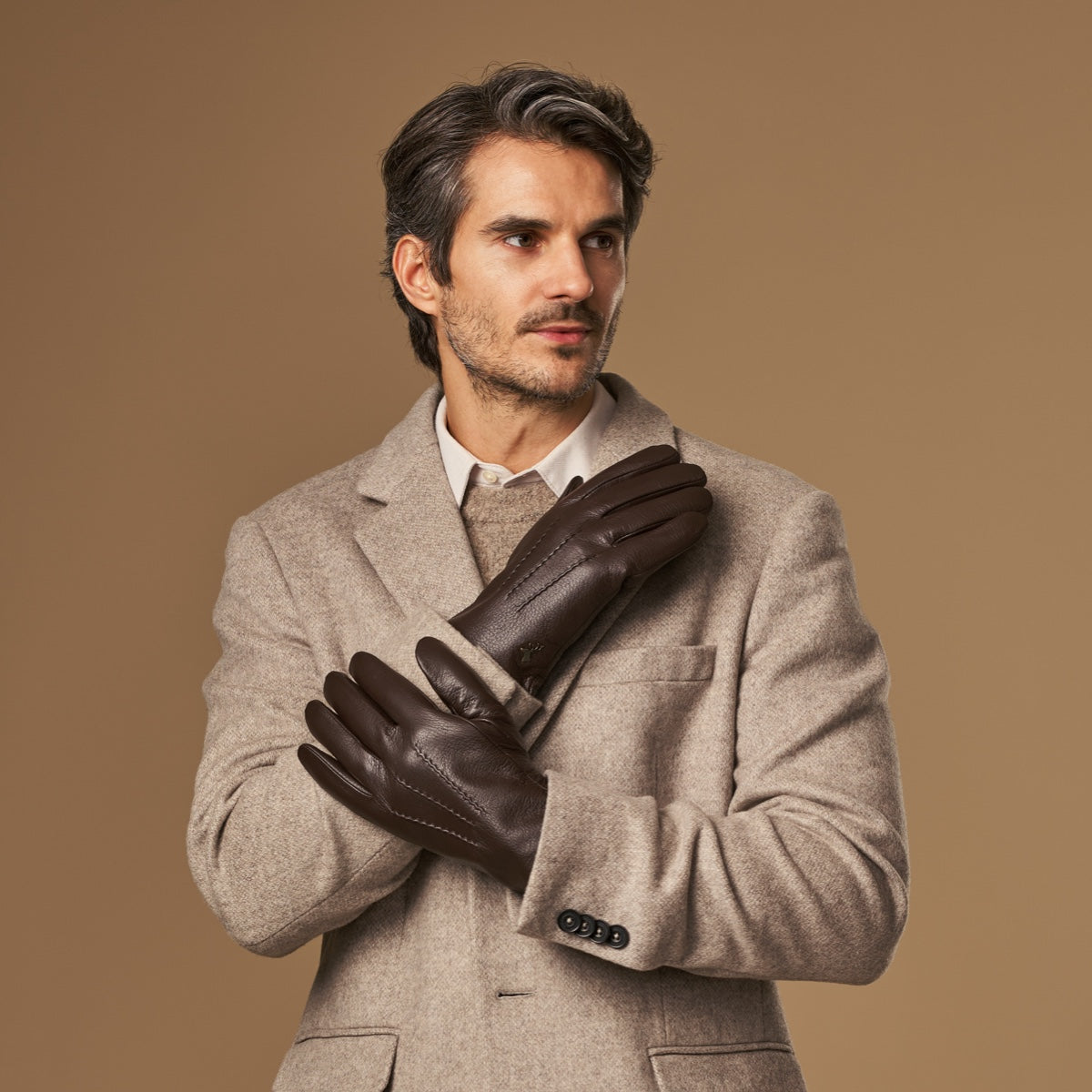 Hunter (brown) – goatskin gloves with lambswool lining & touchscreen feature - Schwartz & von Halen - US - 6