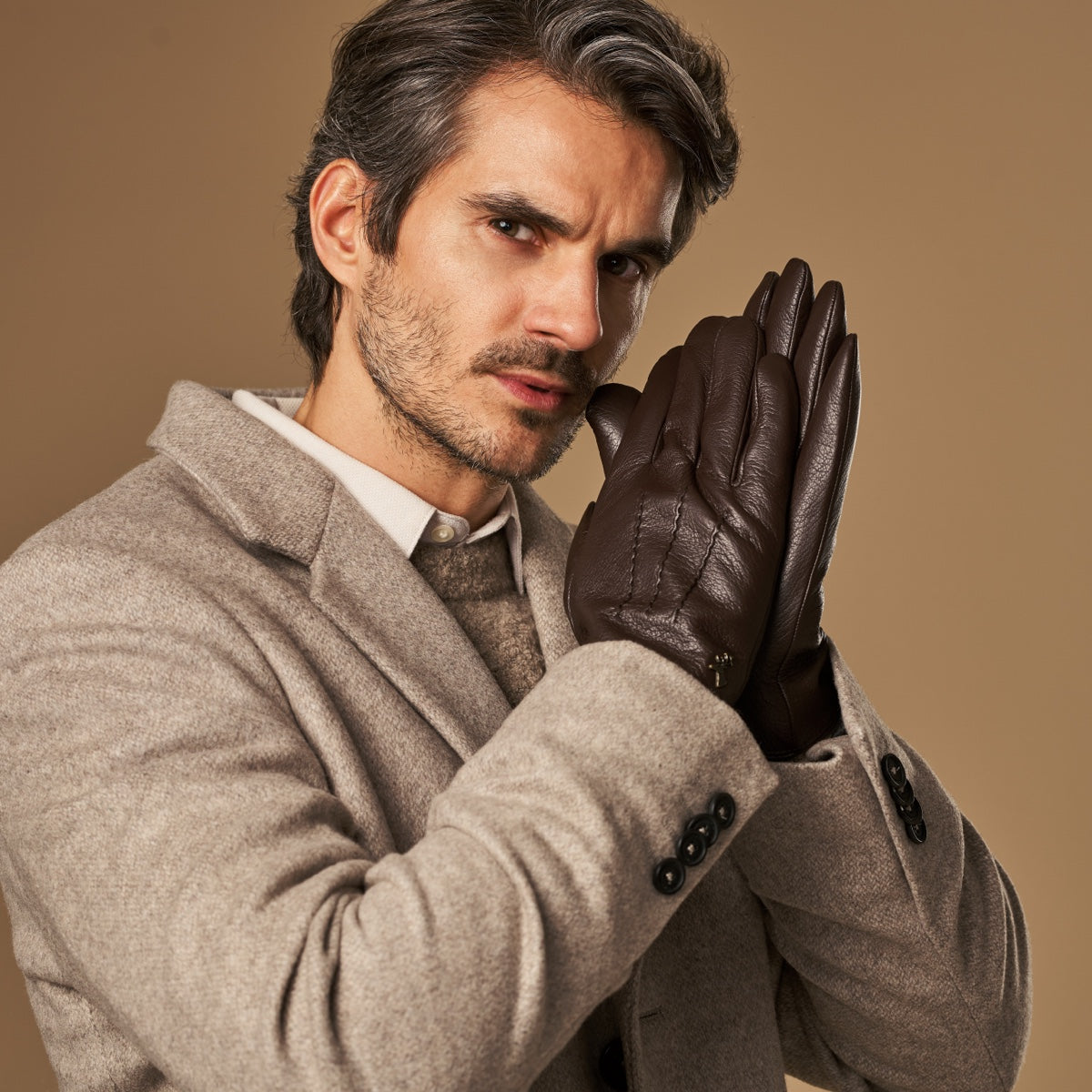 Hunter (brown) – goatskin gloves with lambswool lining & touchscreen feature - Schwartz & von Halen - US - 9
