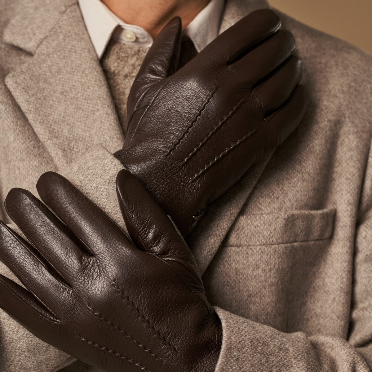 Hunter (brown) – goatskin gloves with lambswool lining & touchscreen feature - Schwartz & von Halen - US - 10