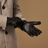 Hunter (black) – goatskin leather gloves with lambswool lining & touchscreen feature - Schwartz & von Halen - US - 7
