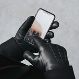 Hunter (black) – goatskin leather gloves with lambswool lining & touchscreen feature - Schwartz & von Halen - US - 5