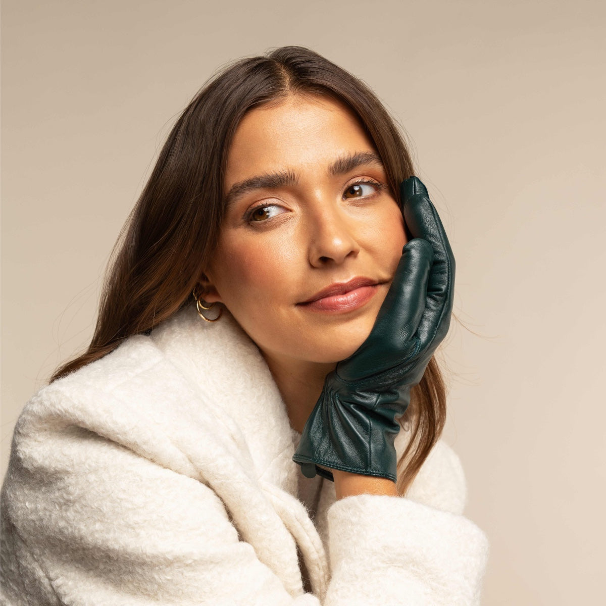 Ivy (dark green) - sheepskin leather gloves with wool/cashmere lining & touchscreen feature - Schwartz & von Halen - US - 11