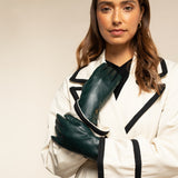 Ivy (dark green) - sheepskin leather gloves with wool/cashmere lining & touchscreen feature - Schwartz & von Halen - US - 10