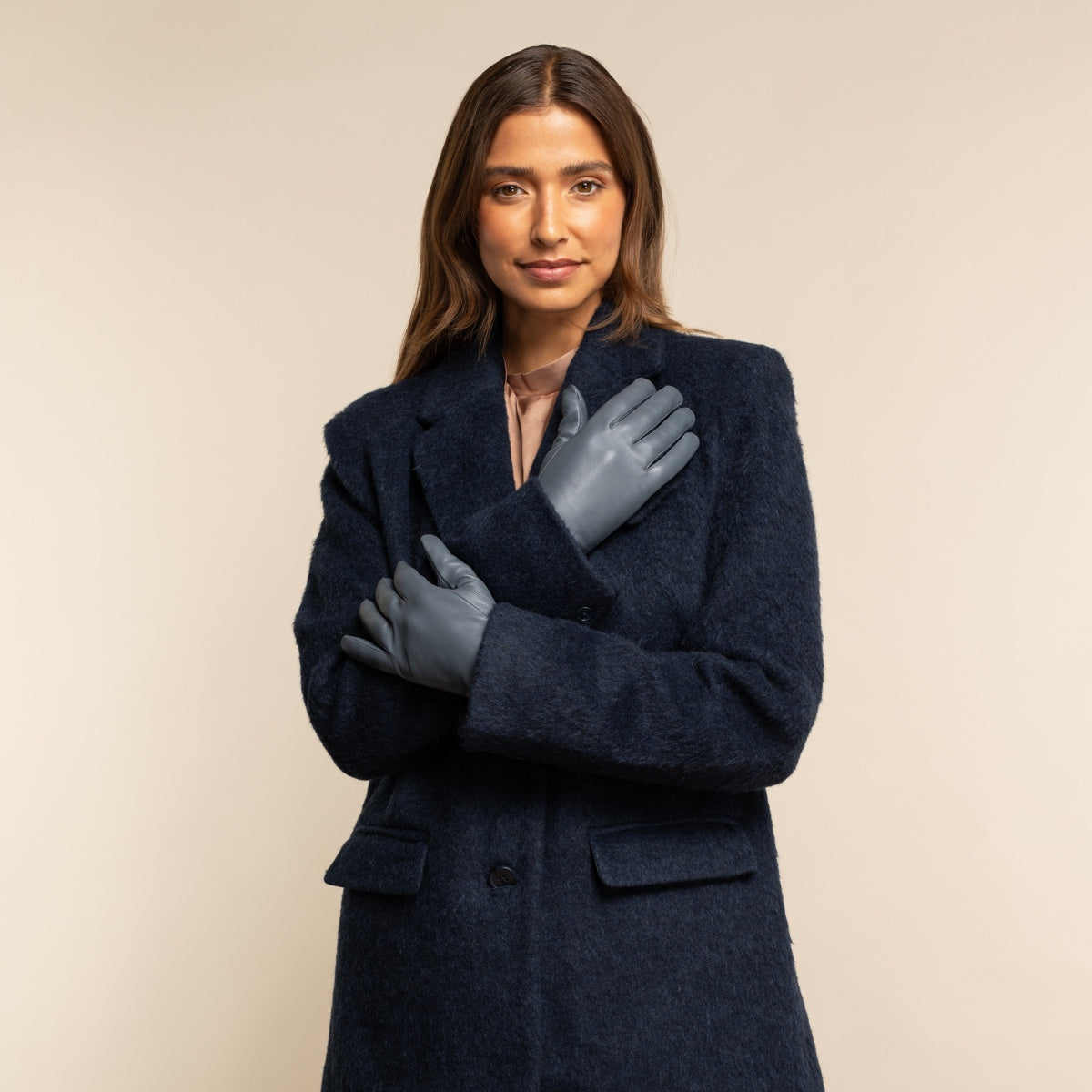 Ivy (grey) – sheepskin leather gloves with wool/cashmere lining & touchscreen feature - Schwartz & von Halen - US - 8