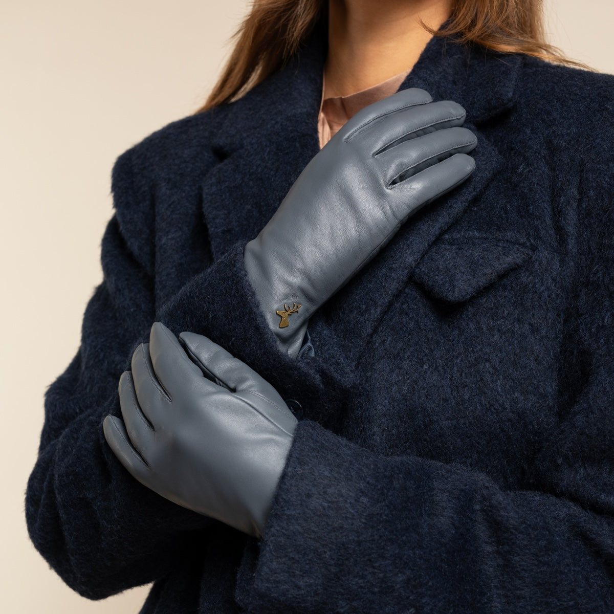 Ivy (grey) – sheepskin leather gloves with wool/cashmere lining & touchscreen feature - Schwartz & von Halen - US - 10