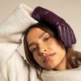 Ivy (purple) - sheepskin leather gloves with wool/cashmere lining & touchscreen feature - Schwartz & von Halen - US - 8