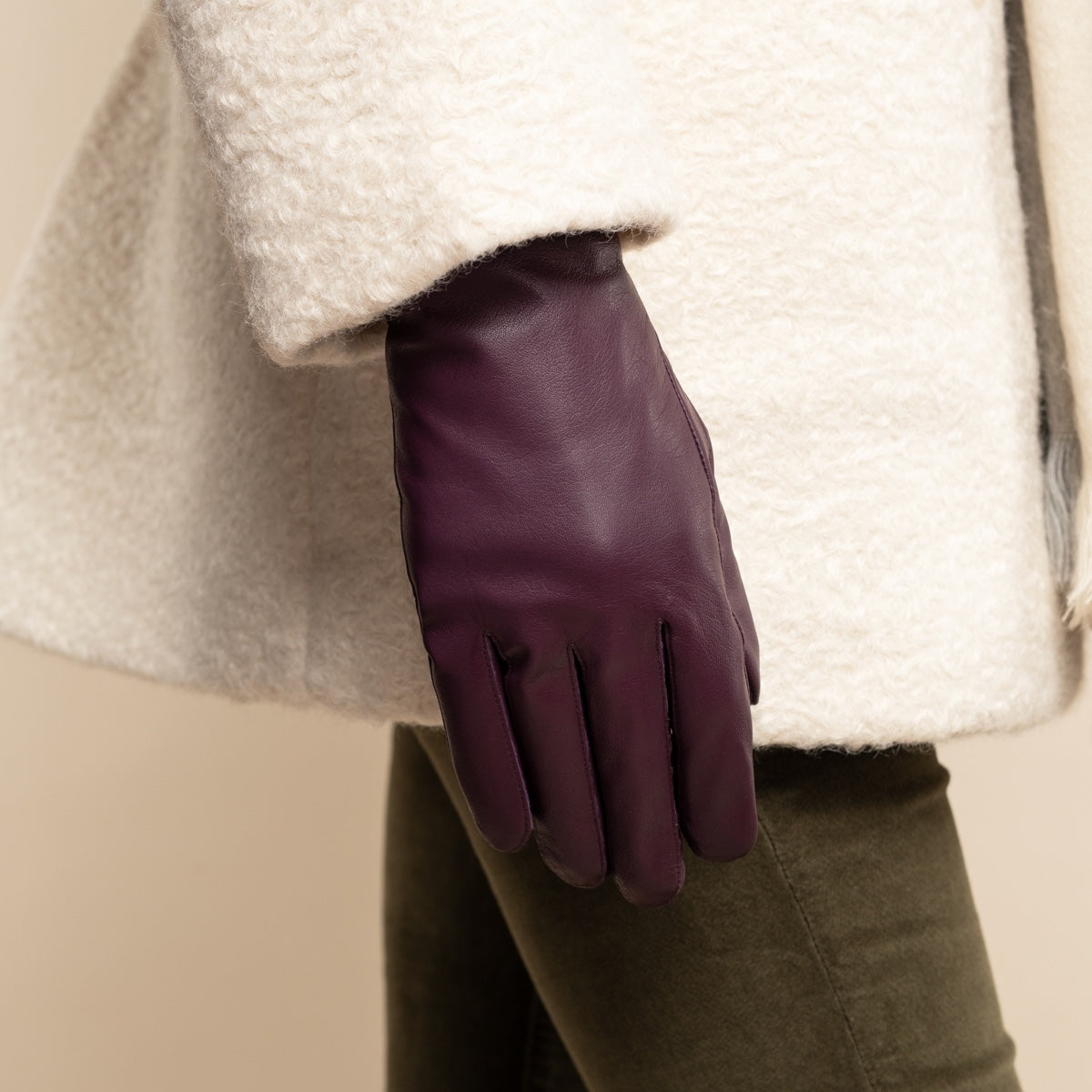 Ivy (purple) - sheepskin leather gloves with wool/cashmere lining & touchscreen feature - Schwartz & von Halen - US - 9