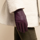 Ivy (purple) - sheepskin leather gloves with wool/cashmere lining & touchscreen feature - Schwartz & von Halen - US - 9