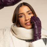 Ivy (purple) - sheepskin leather gloves with wool/cashmere lining & touchscreen feature - Schwartz & von Halen - US - 11