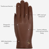 Ivy (brown) - sheepskin leather gloves with wool/cashmere lining & touchscreen feature - Schwartz & von Halen - US - 9