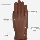 Ivy (cognac) - sheepskin leather gloves with wool/cashmere lining & touchscreen feature - Schwartz & von Halen - US - 10