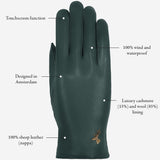 Ivy (dark green) - sheepskin leather gloves with wool/cashmere lining & touchscreen feature - Schwartz & von Halen - US - 14