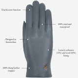 Ivy (grey) – sheepskin leather gloves with wool/cashmere lining & touchscreen feature - Schwartz & von Halen - US - 12