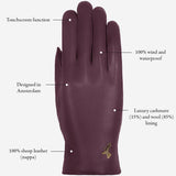 Ivy (purple) - sheepskin leather gloves with wool/cashmere lining & touchscreen feature - Schwartz & von Halen - US - 13