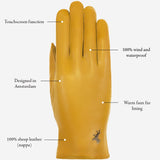 Ivy (yellow) - sheepskin leather gloves with wool/cashmere lining & touchscreen feature - Schwartz & von Halen - US - 10