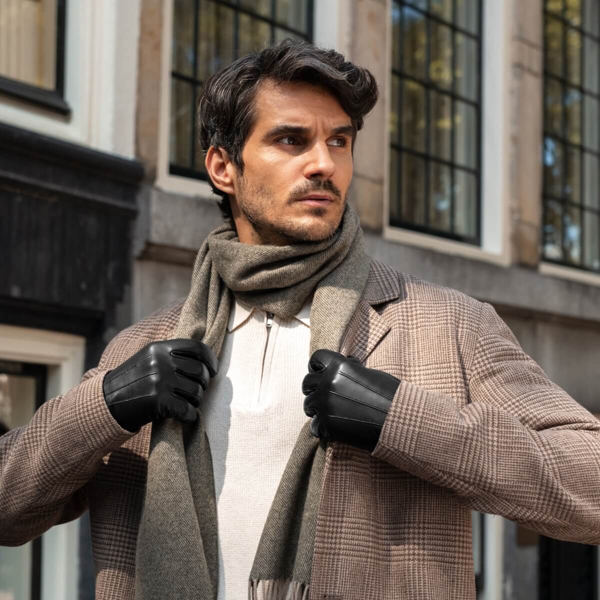Jake (black) - sheepskin gloves with warm fleece lining & touchscreen feature - Schwartz & von Halen - US - 8