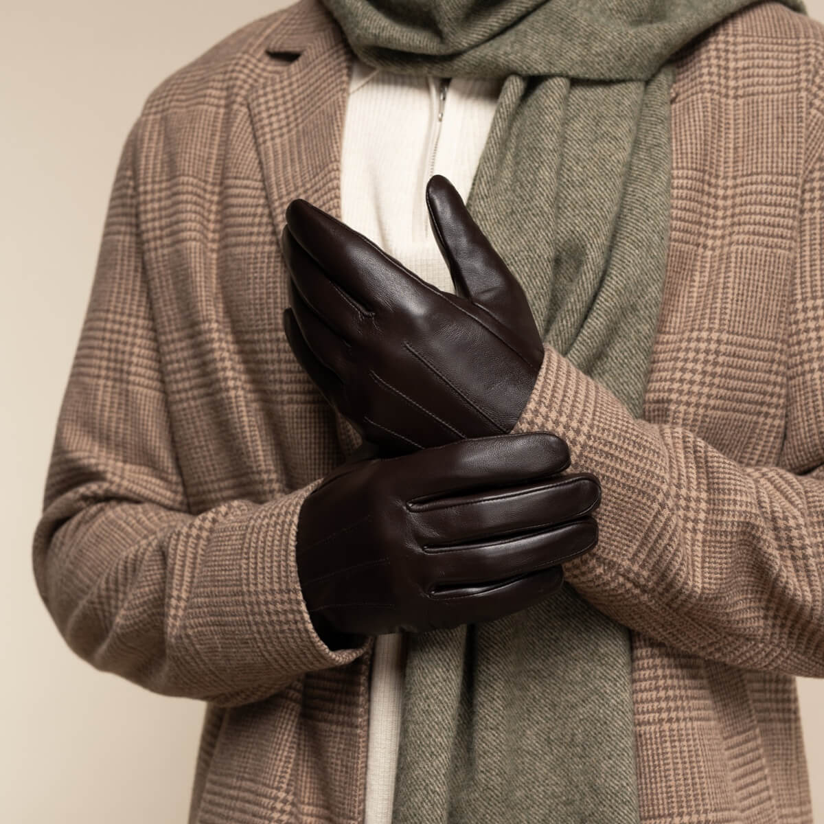 Jake (dark brown) - sheepskin gloves with warm fleece lining & touchscreen feature - Schwartz & von Halen - US - 9