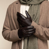 Jake (dark brown) - sheepskin gloves with warm fleece lining & touchscreen feature - Schwartz & von Halen - US - 9