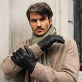 Jaxon (black) - goatskin leather gloves with luxurious faux fur lining & touchscreen feature - Schwartz & von Halen - US - 10