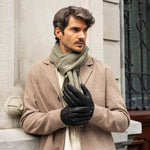 Jaxon (black) - goatskin leather gloves with luxurious faux fur lining & touchscreen feature  - Schwartz & von Halen - US - 12