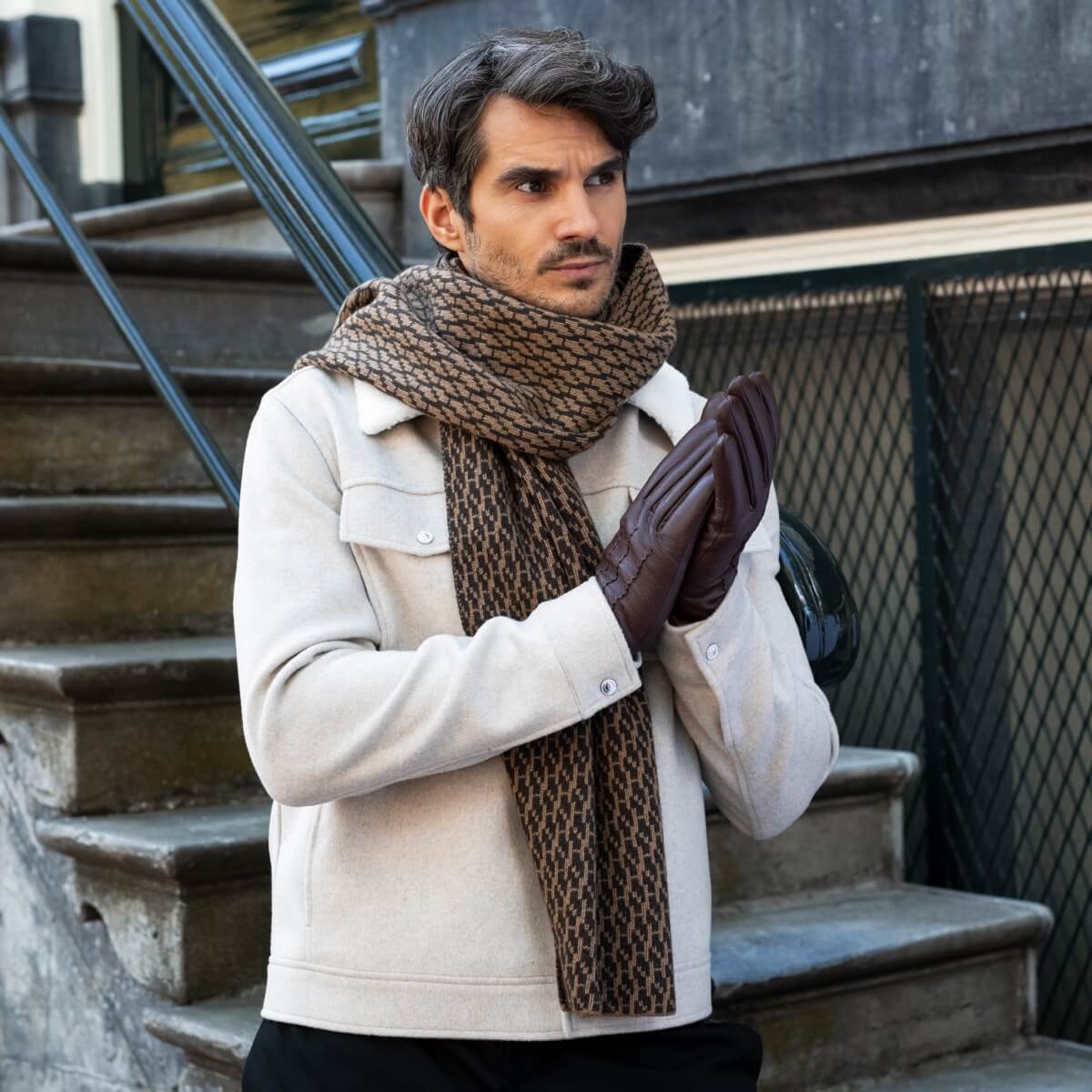 Jaxon (brown) - goatskin leather gloves with luxurious faux fur lining & touchscreen feature - Schwartz & von Halen - US - 12