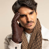 Jaxon (brown) - goatskin leather gloves with luxurious faux fur lining & touchscreen feature - Schwartz & von Halen - US - 10