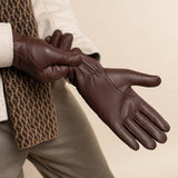 Jaxon (brown) - goatskin leather gloves with luxurious faux fur lining & touchscreen feature - Schwartz & von Halen - US - 11