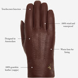 Jaxon (brown) - goatskin leather gloves with luxurious faux fur lining & touchscreen feature - Schwartz & von Halen - US - 14