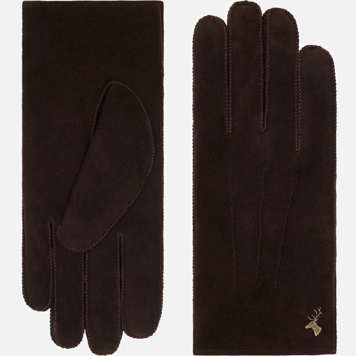 Josie (brown) - suede goatskin leather gloves with luxurious sheep fur lining - Schwartz & von Halen - US - 2