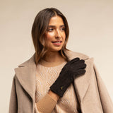 Josie (brown) - suede goatskin leather gloves with luxurious sheep fur lining - Schwartz & von Halen - US - 5