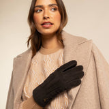 Josie (brown) - suede goatskin leather gloves with luxurious sheep fur lining - Schwartz & von Halen - US - 10