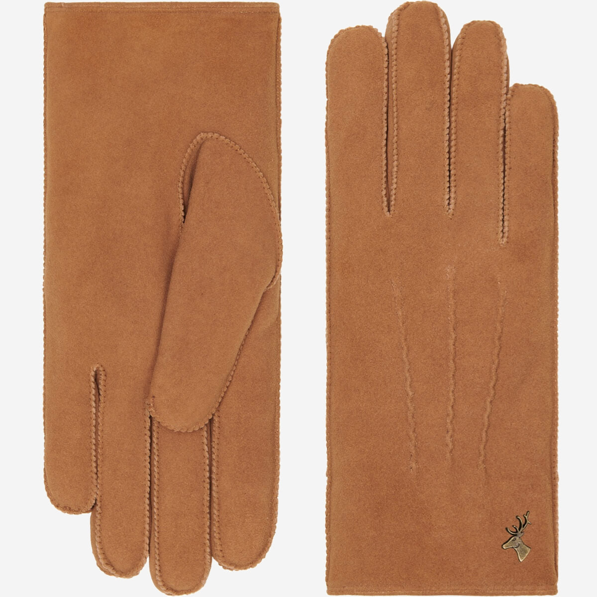 Josie (camel) - suede goatskin leather gloves with luxurious sheep fur lining - Schwartz & von Halen - US - 2