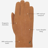 Josie (camel) - suede goatskin leather gloves with luxurious sheep fur lining - Schwartz & von Halen - US - 12